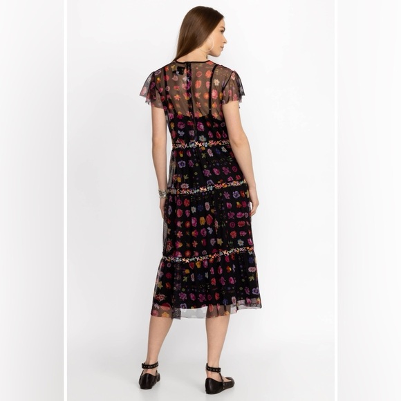 Johnny Was Black Floral Bohemian Dress Size Small - Picture 6 of 10